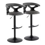Gardenia Contemporary Adjustable Swivel Barstools in Grey Faux Leather (Set of 2) (Set of 2)