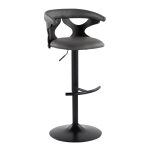 Gardenia Contemporary Adjustable Swivel Barstools in Grey Faux Leather (Set of 2) (Set of 2)