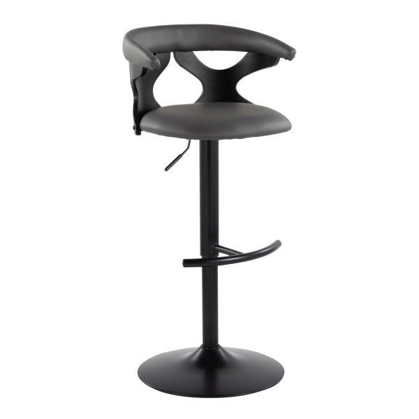 Gardenia Contemporary Adjustable Swivel Barstools in Grey Faux Leather Set of 2 Set of 2 6