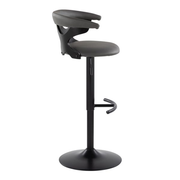 Gardenia Contemporary Adjustable Swivel Barstools in Grey Faux Leather Set of 2 Set of 2 7