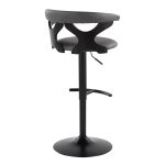 Gardenia Contemporary Adjustable Swivel Barstools in Grey Faux Leather (Set of 2) (Set of 2)