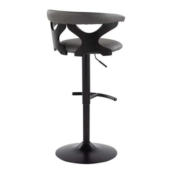 Gardenia Contemporary Adjustable Swivel Barstools in Grey Faux Leather Set of 2 Set of 2 8