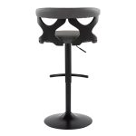 Gardenia Contemporary Adjustable Swivel Barstools in Grey Faux Leather (Set of 2) (Set of 2)