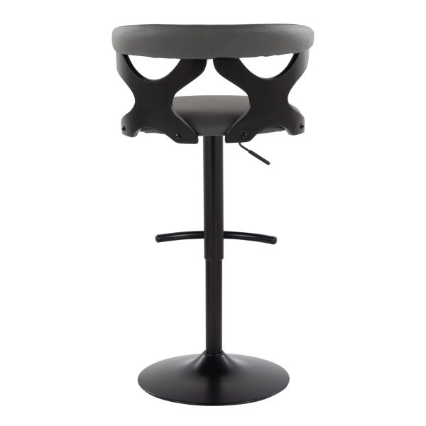 Gardenia Contemporary Adjustable Swivel Barstools in Grey Faux Leather Set of 2 Set of 2 9