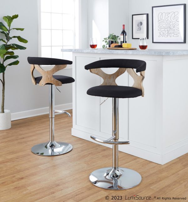 Gardenia Contemporary Charcoal Swivel Adjustable Barstools Set of 2 2