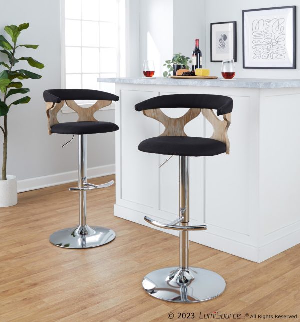 Gardenia Contemporary Charcoal Swivel Adjustable Barstools Set of 2 3