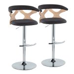 Gardenia Contemporary Charcoal Swivel Adjustable Barstools (Set of 2) 18 Gardenia Contemporary Charcoal Swivel Adjustable Barstools (Set of 2)