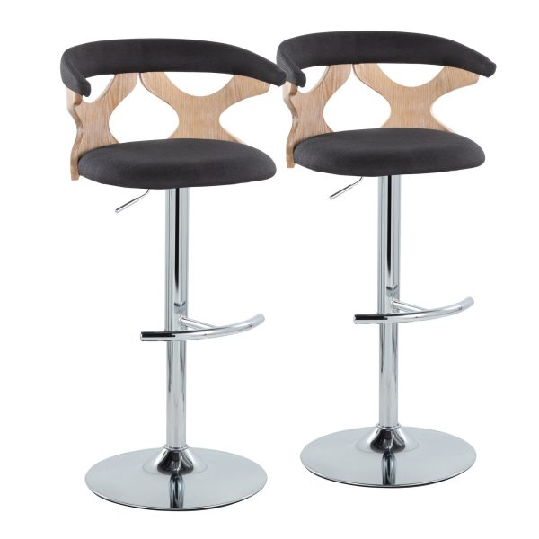 Gardenia Contemporary Charcoal Swivel Adjustable Barstools Set of 2 4