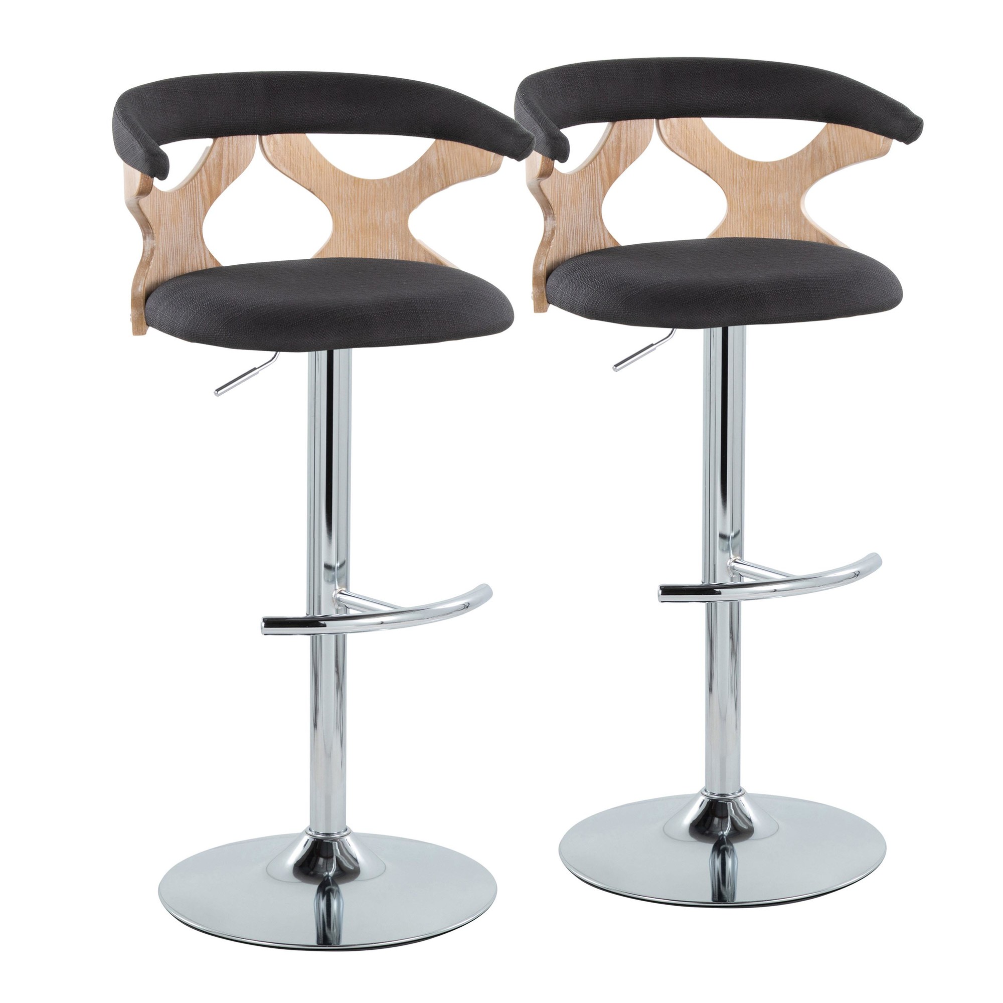 Gardenia Contemporary Charcoal Swivel Adjustable Barstools (Set of 2) 5 Gardenia Contemporary Charcoal Swivel Adjustable Barstools (Set of 2) - Image 5