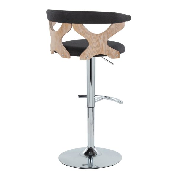 Gardenia Contemporary Charcoal Swivel Adjustable Barstools Set of 2 6