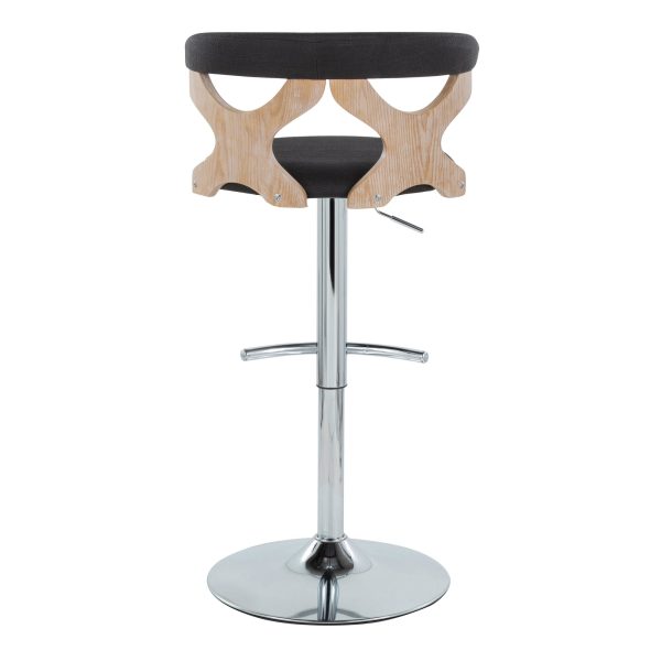 Gardenia Contemporary Charcoal Swivel Adjustable Barstools Set of 2 7