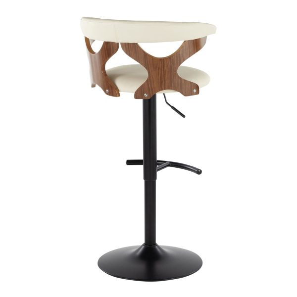 Gardenia Contemporary Cream Faux Leather Adjustable Swivel Barstool Set of 2 7