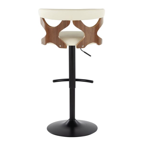 Gardenia Contemporary Cream Faux Leather Adjustable Swivel Barstool Set of 2 8