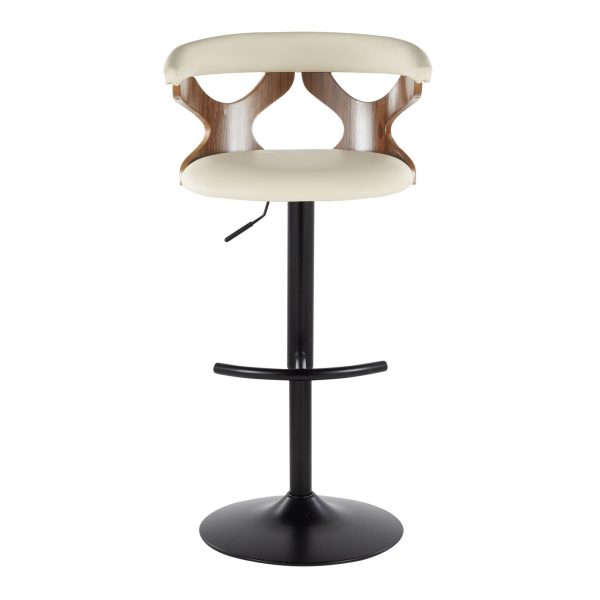 Gardenia Contemporary Cream Faux Leather Adjustable Swivel Barstool Set of 2 9