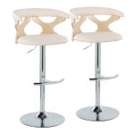 Gardenia Cream Faux Leather Contemporary Swivel Barstools (Set of 2) 18 Gardenia Cream Faux Leather Contemporary Swivel Barstools (Set of 2)