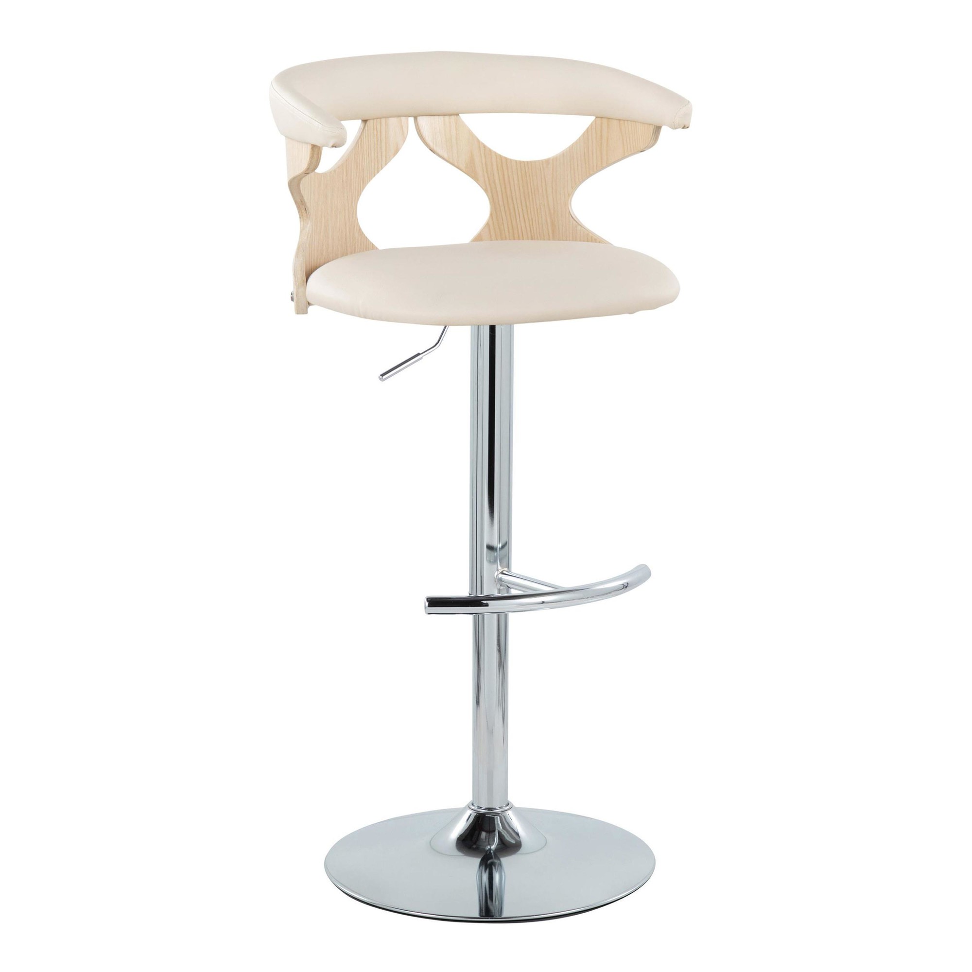 Gardenia Cream Faux Leather Contemporary Swivel Barstools (Set of 2) 6 Gardenia Cream Faux Leather Contemporary Swivel Barstools (Set of 2) - Image 6