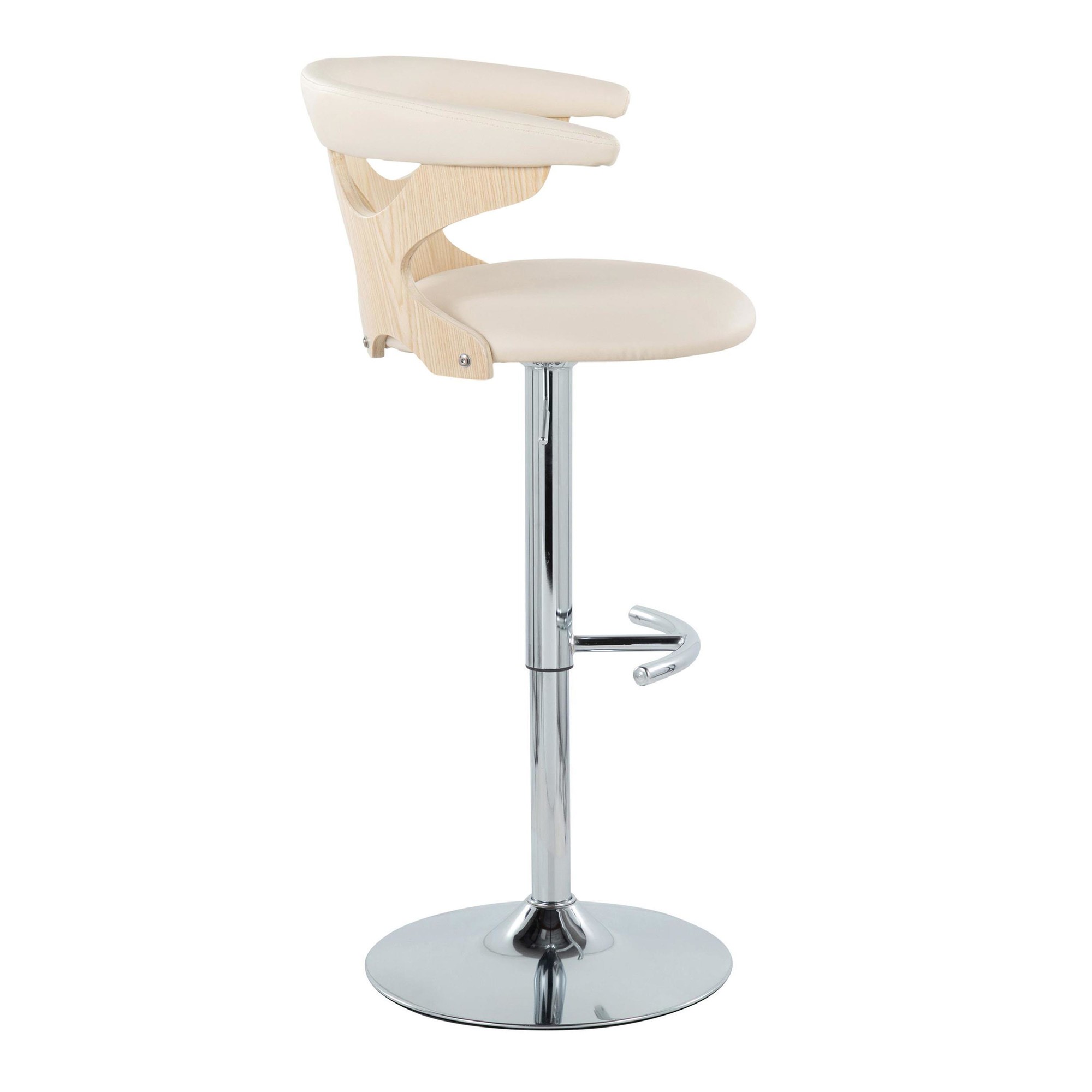 Gardenia Cream Faux Leather Contemporary Swivel Barstools (Set of 2) 7 Gardenia Cream Faux Leather Contemporary Swivel Barstools (Set of 2) - Image 7