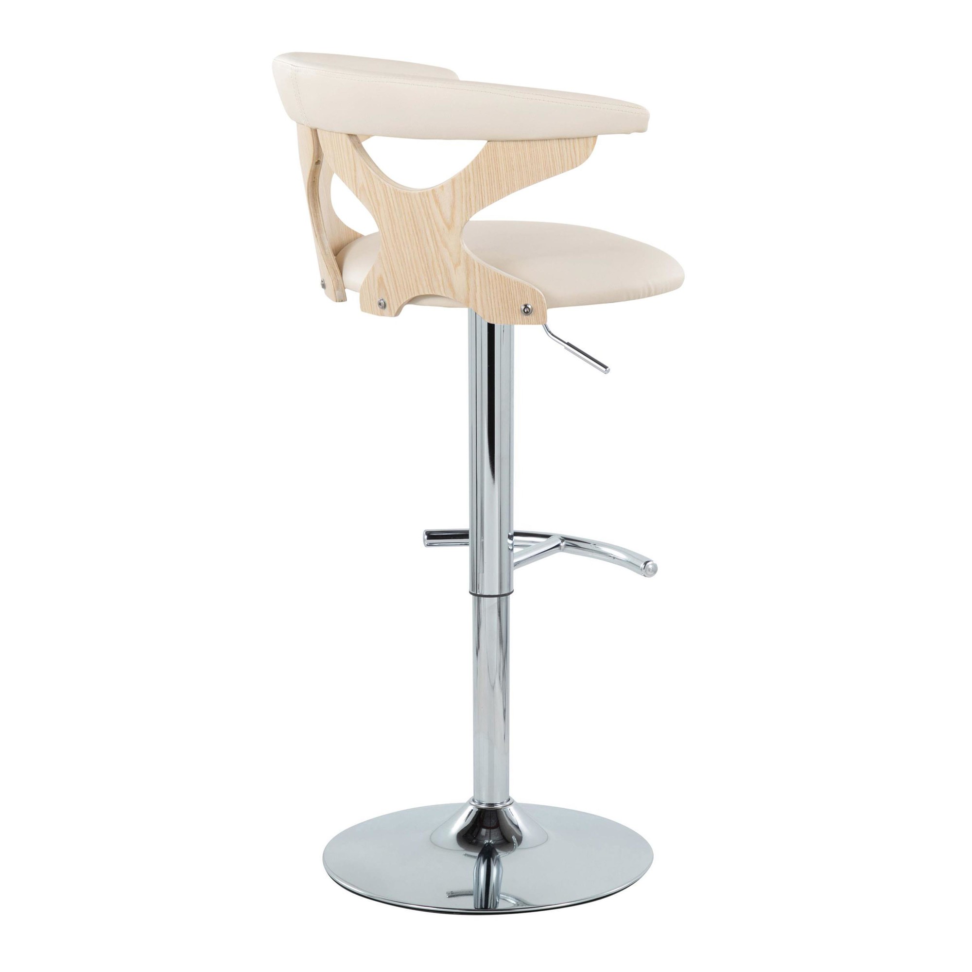 Gardenia Cream Faux Leather Contemporary Swivel Barstools (Set of 2) 8 Gardenia Cream Faux Leather Contemporary Swivel Barstools (Set of 2) - Image 8