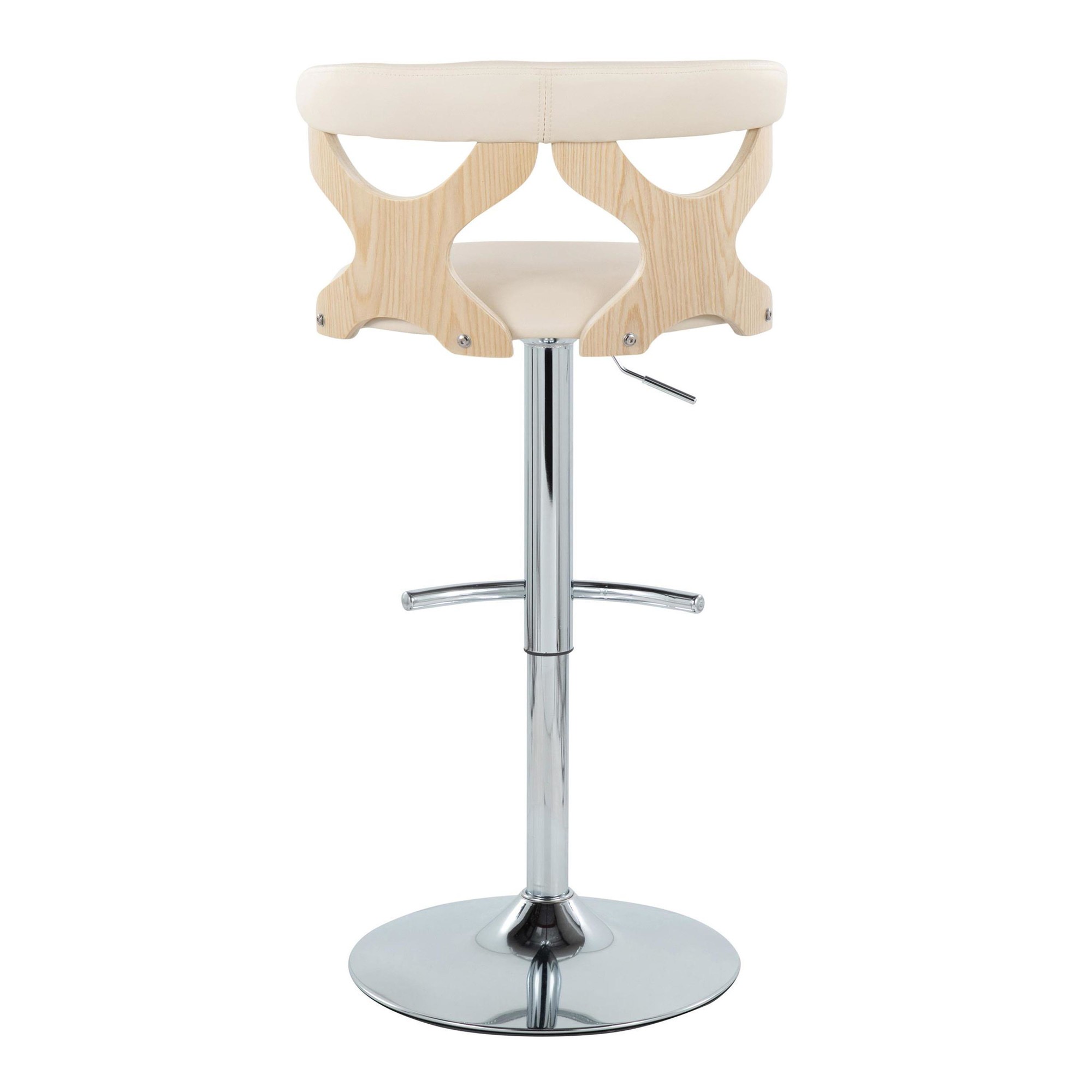 Gardenia Cream Faux Leather Contemporary Swivel Barstools (Set of 2) 9 Gardenia Cream Faux Leather Contemporary Swivel Barstools (Set of 2) - Image 9