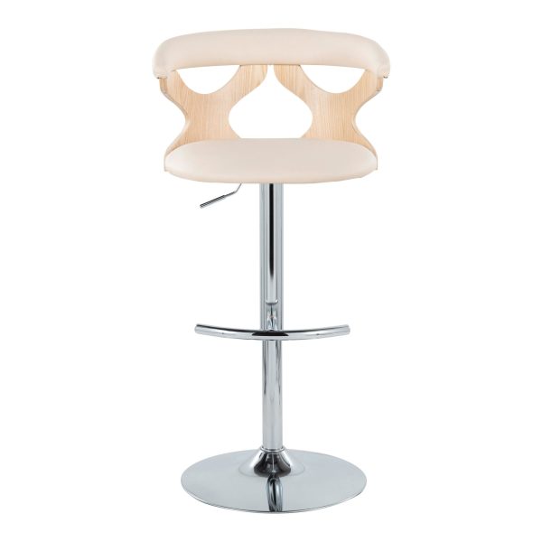 Gardenia Cream Faux Leather Contemporary Swivel Barstools Set of 2 9