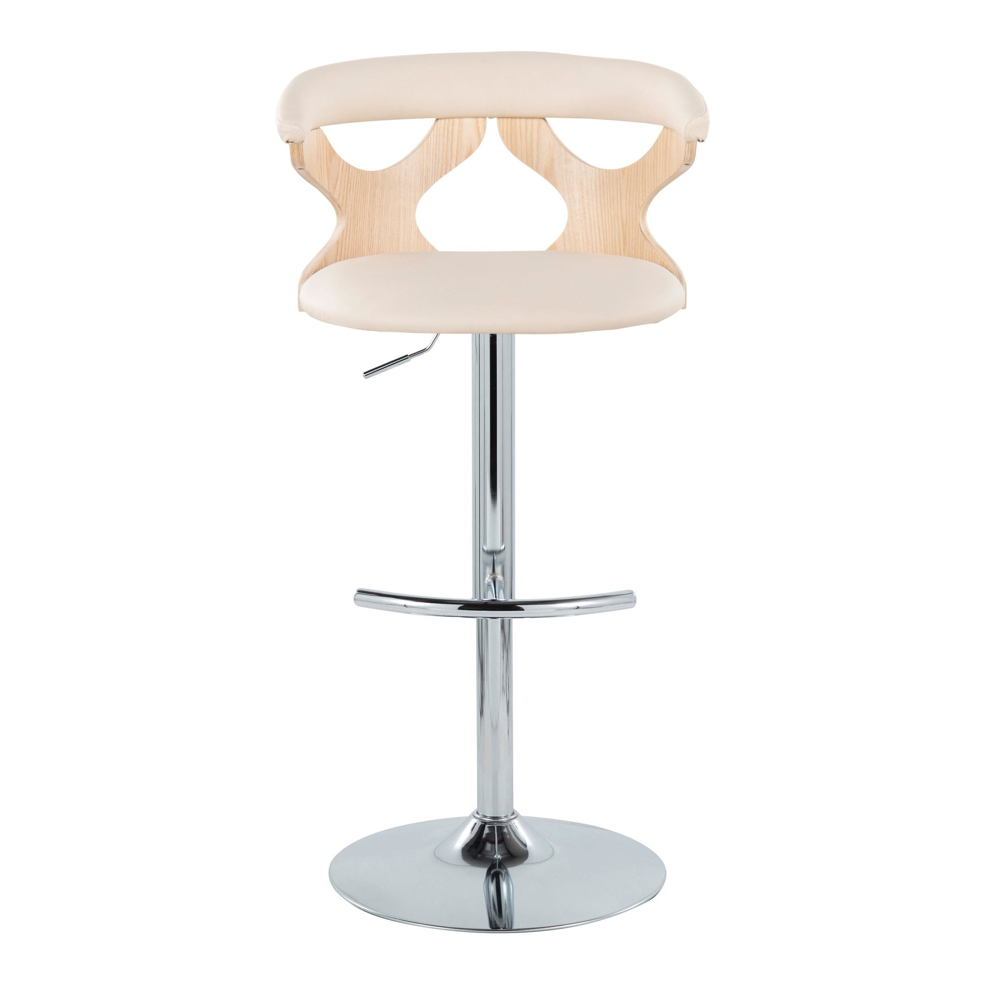 Gardenia Cream Faux Leather Contemporary Swivel Barstools (Set of 2) 10 Gardenia Cream Faux Leather Contemporary Swivel Barstools (Set of 2) - Image 10