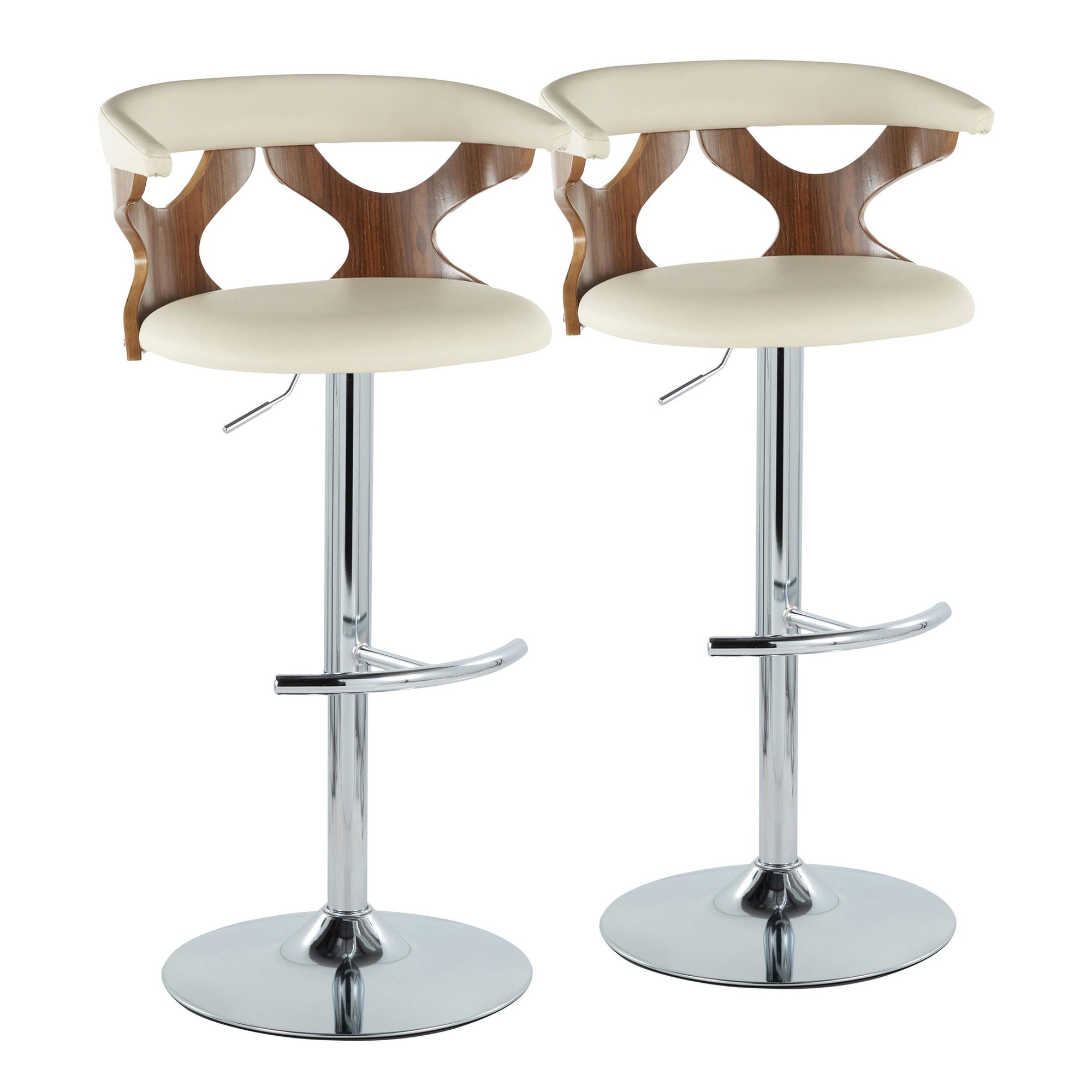 Gardenia Cream Faux Leather Mid-Century Modern Swivel Barstool (Set of 2) 5 Gardenia Cream Faux Leather Mid-Century Modern Swivel Barstool (Set of 2) - Image 5