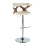 Gardenia Cream Faux Leather Mid-Century Modern Swivel Barstool (Set of 2) 19 Gardenia Cream Faux Leather Mid-Century Modern Swivel Barstool (Set of 2)