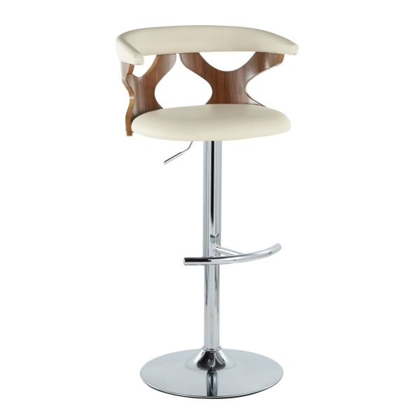 Gardenia Cream Faux Leather Mid Century Modern Swivel Barstool Set of 2 5
