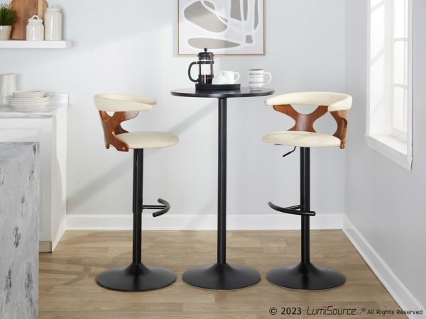 Gardenia Cream Faux Leather Mid Century Modern Swivel Barstool Set of 2