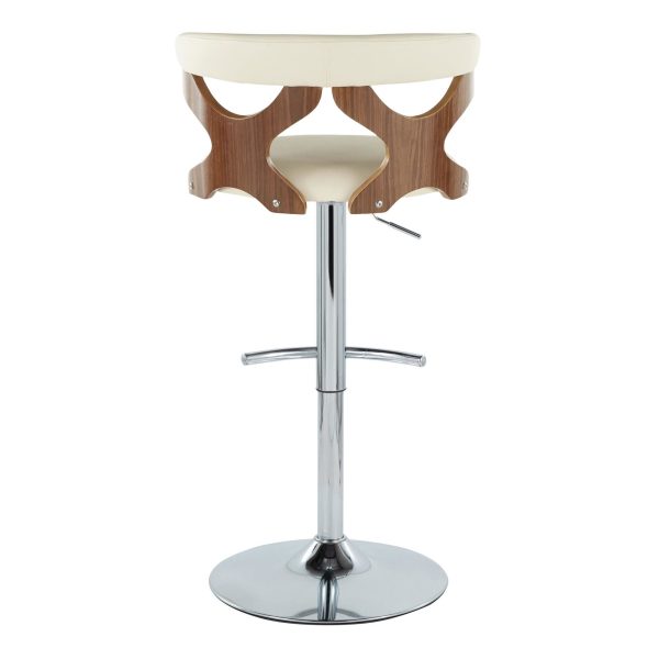 Gardenia Cream Faux Leather Mid Century Modern Swivel Barstool Set of 2 8