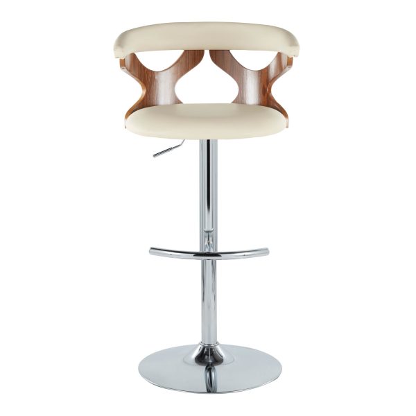 Gardenia Cream Faux Leather Mid Century Modern Swivel Barstool Set of 2 9