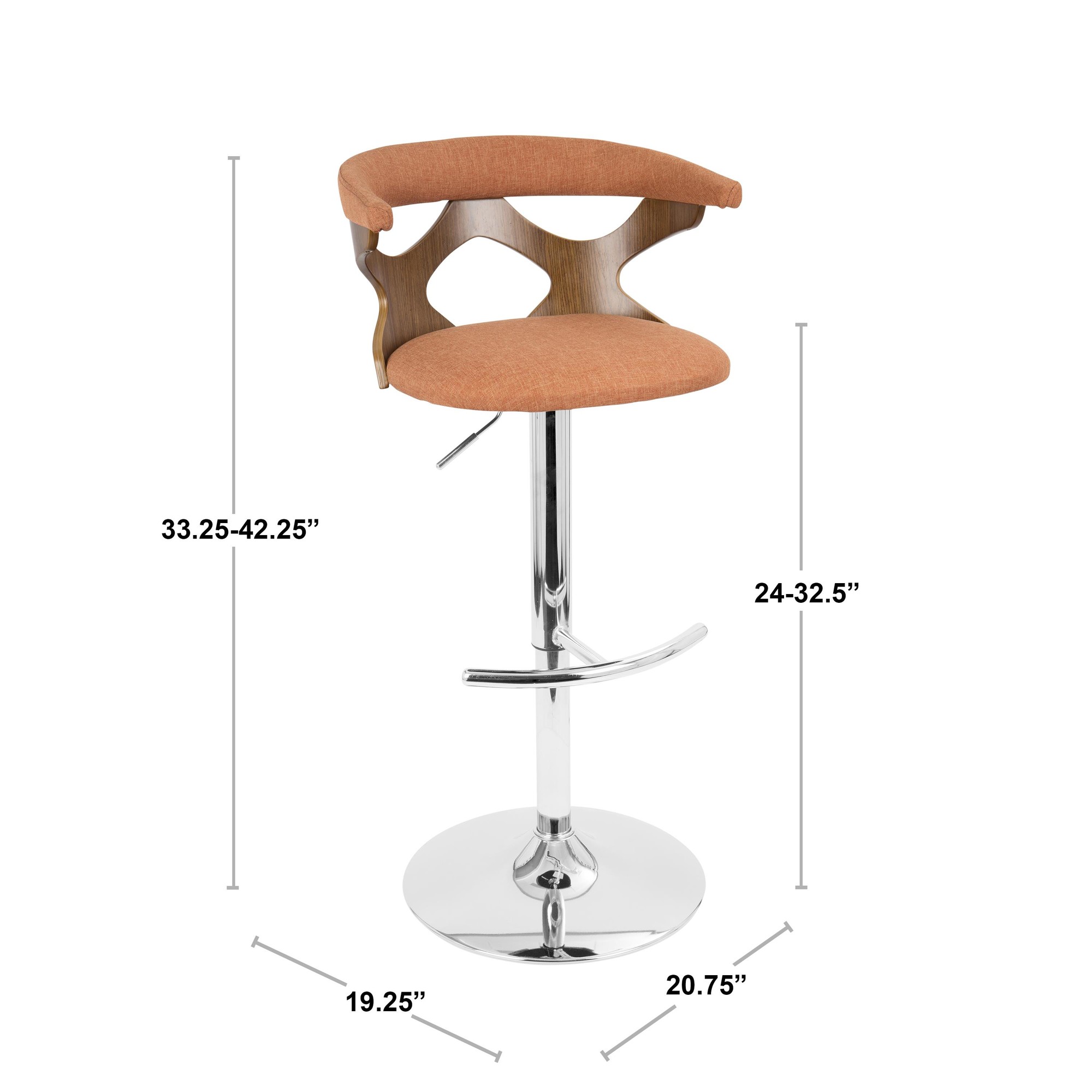 Gardenia Cream Swivel Adjustable Contemporary Barstool Chrome Set (Set of 2) 12 Gardenia Cream Swivel Adjustable Contemporary Barstool Chrome Set (Set of 2) - Image 12