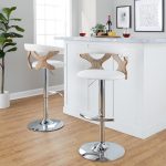 Gardenia Cream Swivel Adjustable Contemporary Barstool Chrome Set (Set of 2)