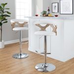 Gardenia Cream Swivel Adjustable Contemporary Barstool Chrome Set (Set of 2)