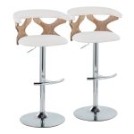 Gardenia Cream Swivel Adjustable Contemporary Barstool Chrome Set (Set of 2)