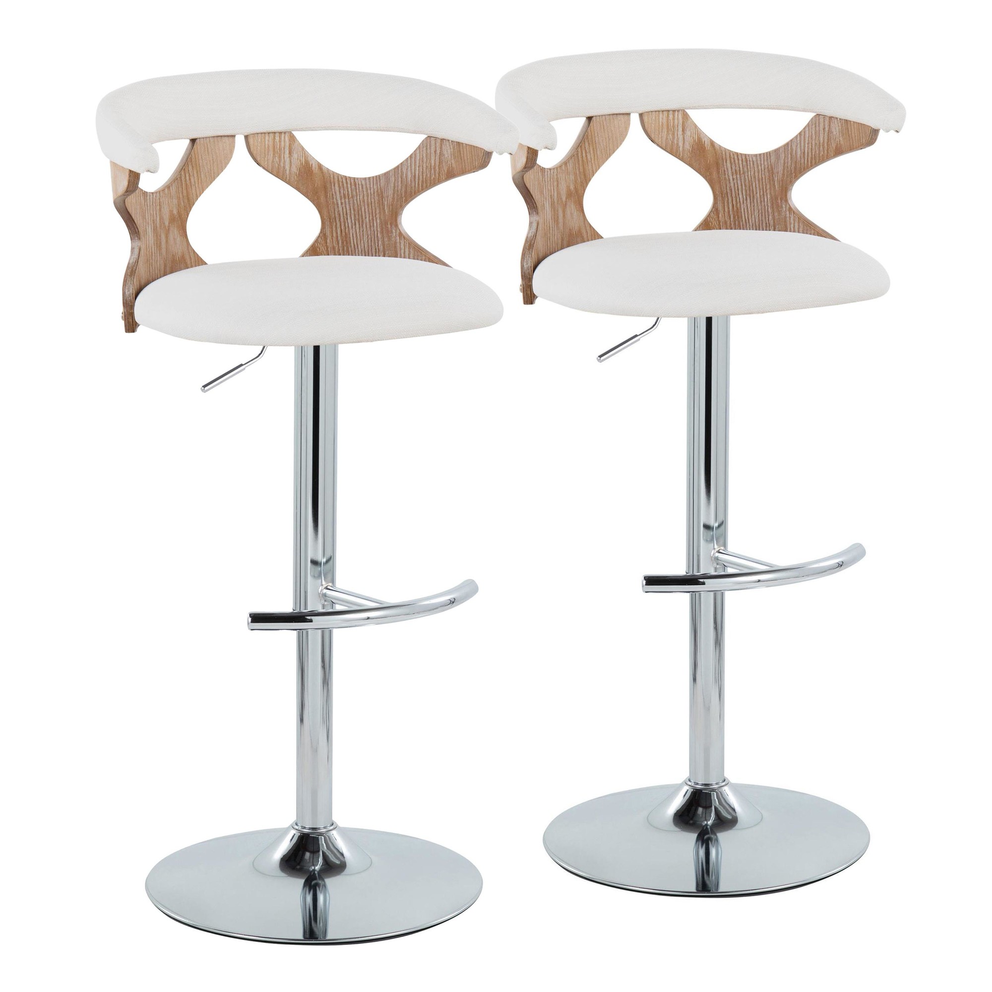 Gardenia Cream Swivel Adjustable Contemporary Barstool Chrome Set (Set of 2) 5 Gardenia Cream Swivel Adjustable Contemporary Barstool Chrome Set (Set of 2) - Image 5