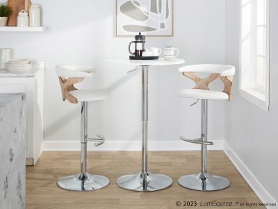 Gardenia Cream Swivel Adjustable Contemporary Barstool Chrome Set (Set of 2)