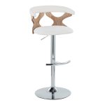 Gardenia Cream Swivel Adjustable Contemporary Barstool Chrome Set (Set of 2)