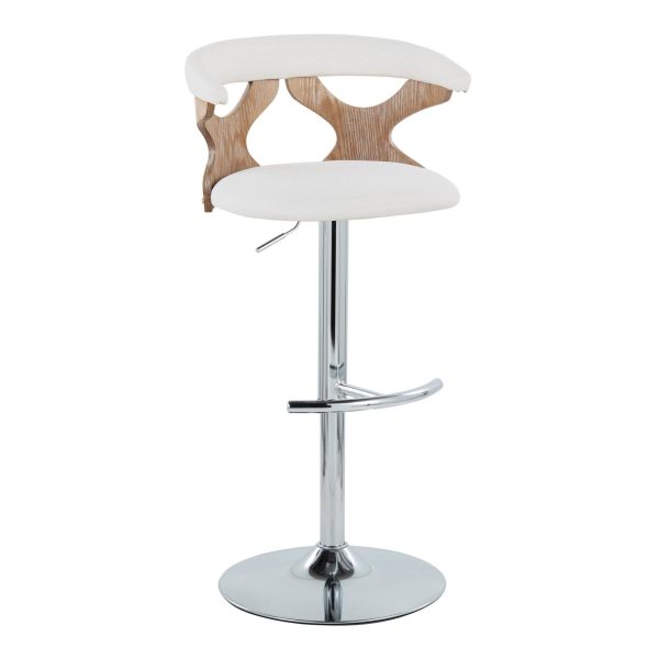 Gardenia Cream Swivel Adjustable Contemporary Barstool Chrome Set Set of 2 5