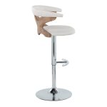 Gardenia Cream Swivel Adjustable Contemporary Barstool Chrome Set (Set of 2)