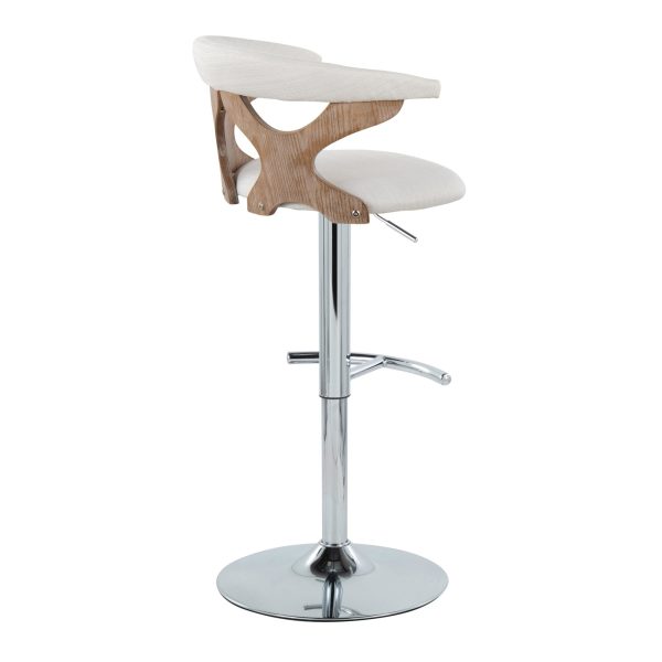 Gardenia Cream Swivel Adjustable Contemporary Barstool Chrome Set Set of 2 7