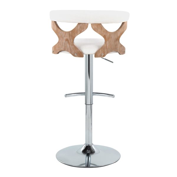 Gardenia Cream Swivel Adjustable Contemporary Barstool Chrome Set Set of 2 8