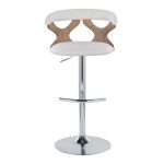 Gardenia Cream Swivel Adjustable Contemporary Barstool Chrome Set (Set of 2)