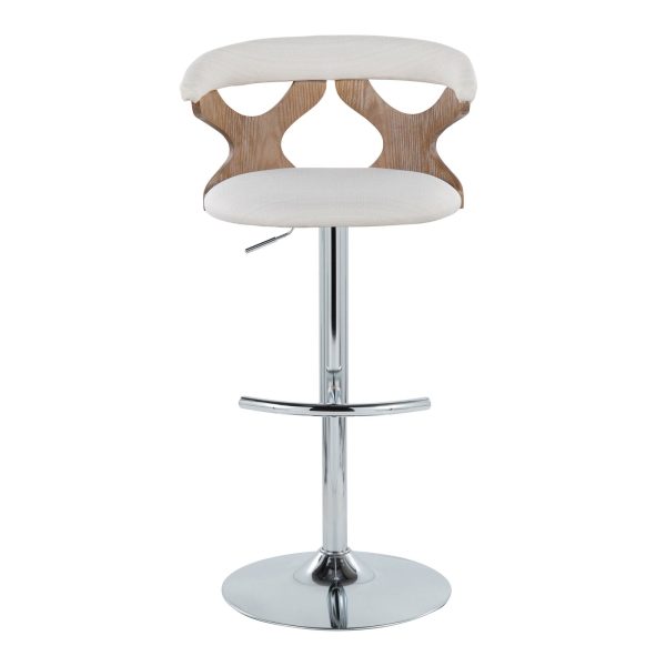 Gardenia Cream Swivel Adjustable Contemporary Barstool Chrome Set Set of 2 9