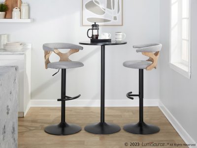 Gardenia Light Grey Fabric Swivel Adjustable Contemporary Barstool (Set of 2)