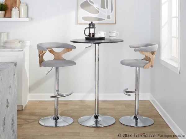 Gardenia Light Grey Fabric Swivel Contemporary Barstools Set of 2 1