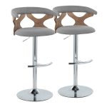 Gardenia Light Grey Fabric Swivel Contemporary Barstools (Set of 2) 18 Gardenia Light Grey Fabric Swivel Contemporary Barstools (Set of 2)