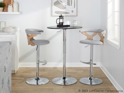 Gardenia Light Grey Fabric Swivel Contemporary Barstools (Set of 2)