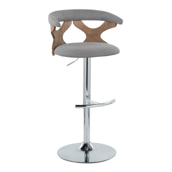 Gardenia Light Grey Fabric Swivel Contemporary Barstools Set of 2 5
