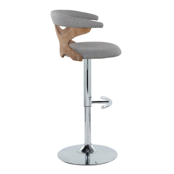 Gardenia Light Grey Fabric Swivel Contemporary Barstools Set of 2 6